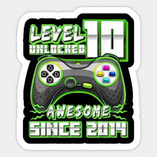 10th Birthday Gamer 10 Year Old Bday Boy Ten Son Sticker